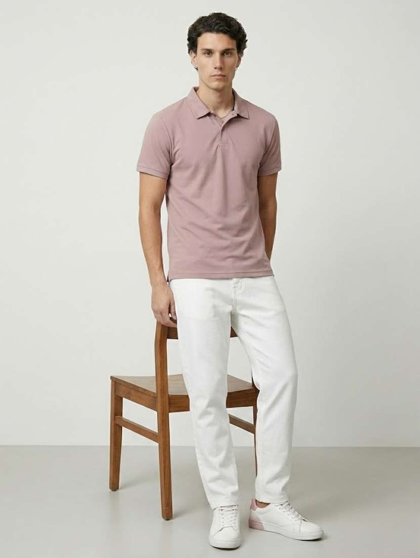 men solid short sleeve regular fit polo t-shirt