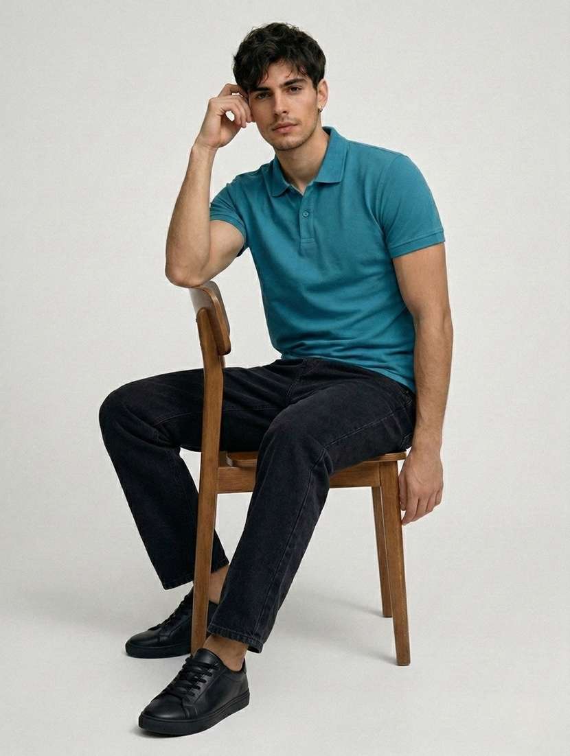 men solid short sleeve regular fit polo t-shirt