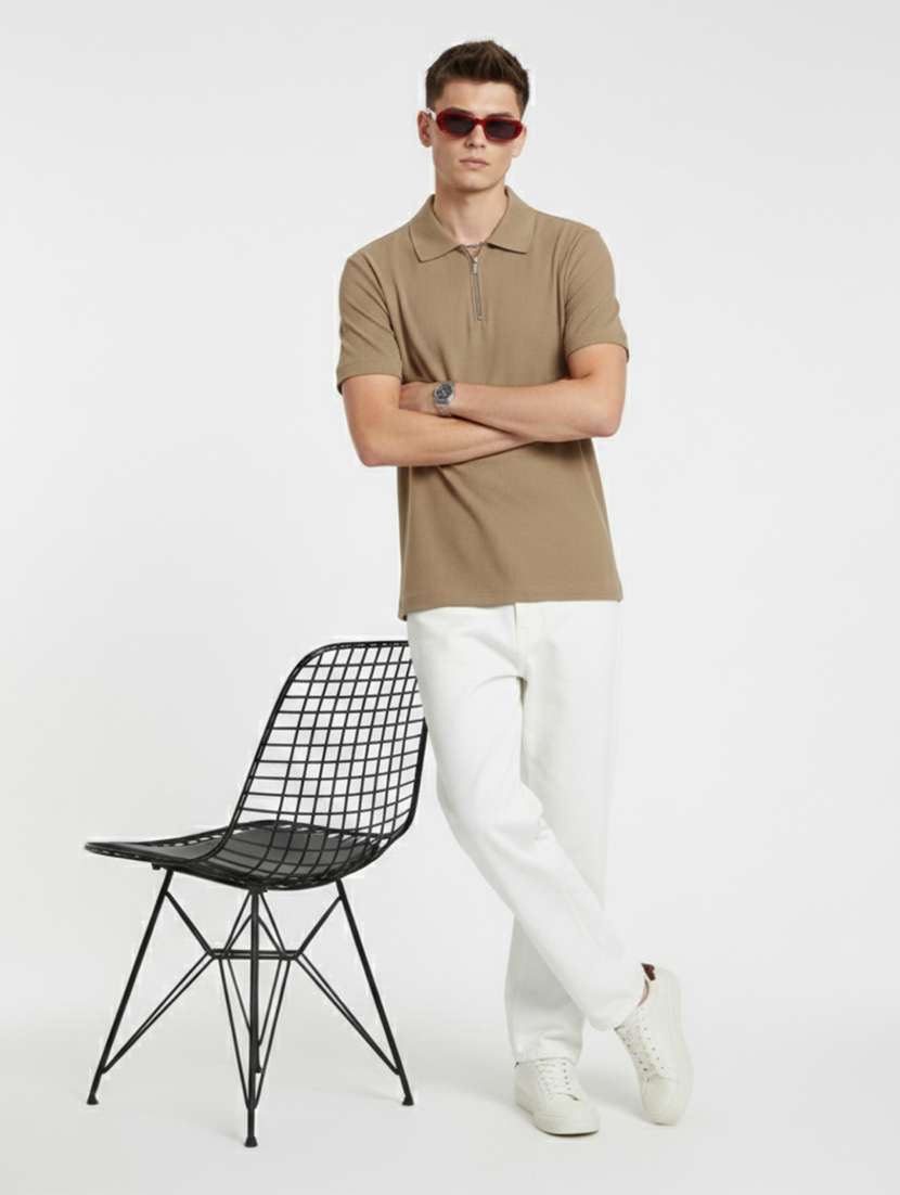 men solid short sleeve regular fit polo t-shirt