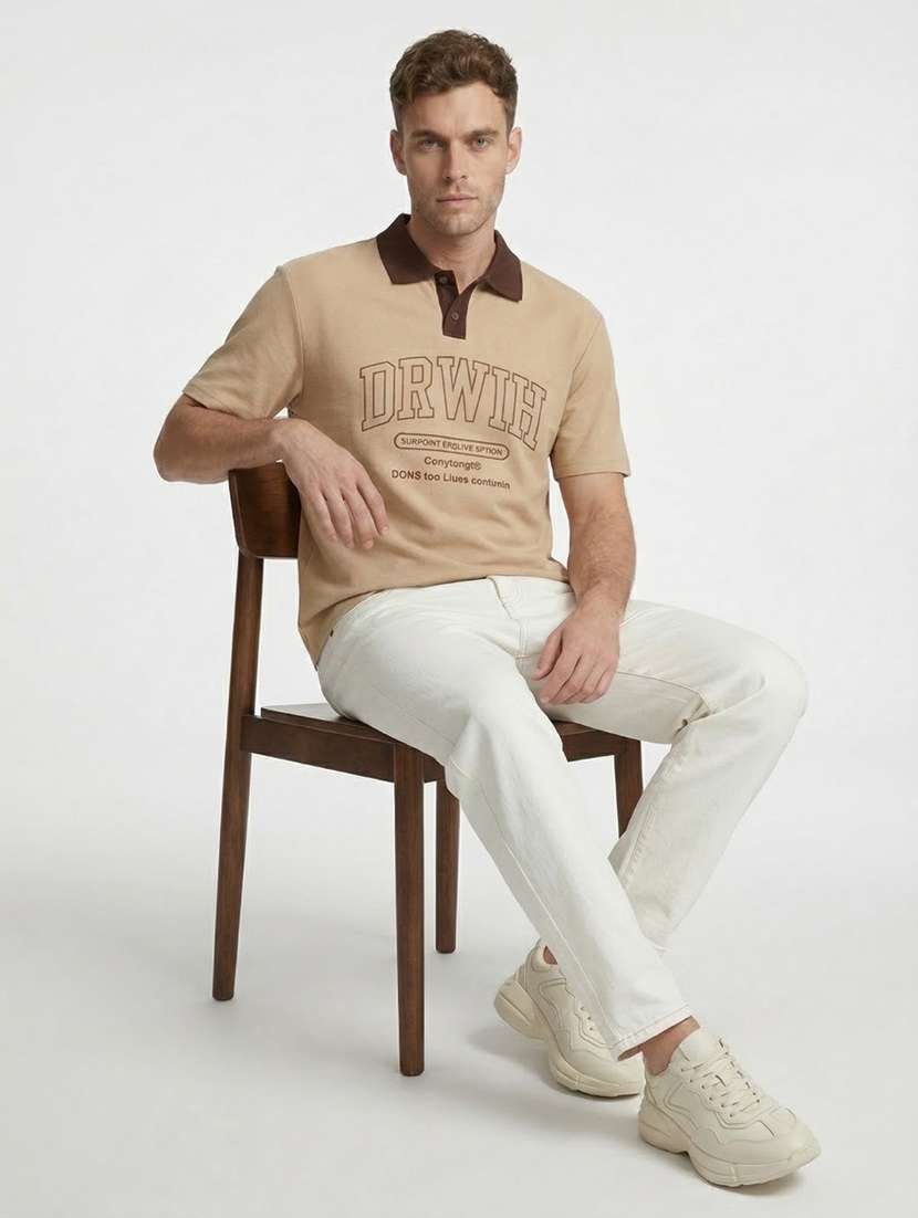 men typographic short sleeve regular fit polo t-shirt