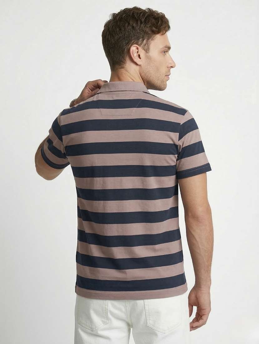 men striped short sleeve regular fit polo t-shirt - 22460663 -  Standard Image - 3