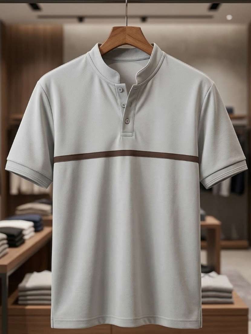 men solid short sleeve regular fit t-shirha - 22460679 -  Standard Image - 3