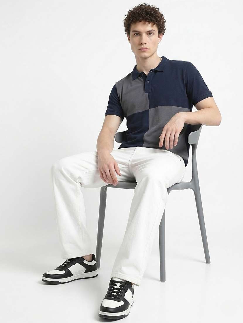 men color block short sleeve regular fit polo t-shirt