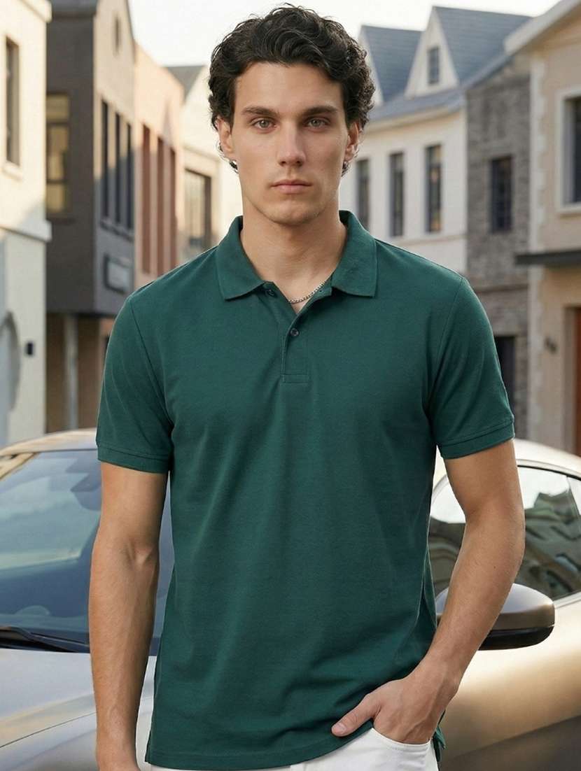 men solid short sleeve regular fit polo t-shirt
