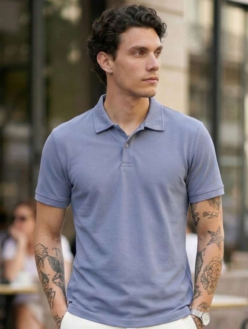 men solid short sleeve regular fit polo t-shirt