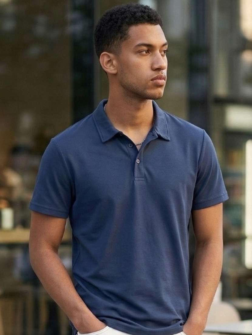 men solid short sleeve regular fit polo t-shirt