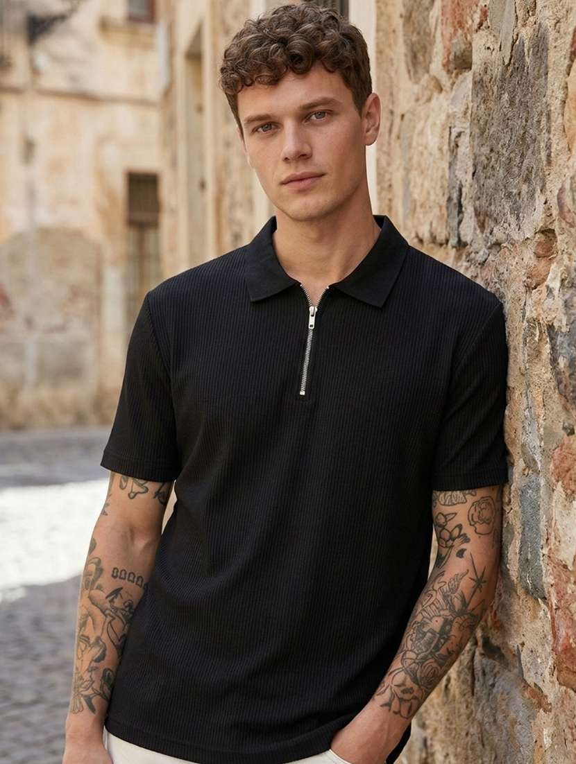 men solid short sleeve regular fit polo t-shirt