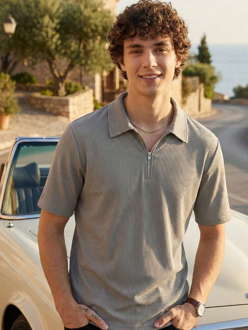 men solid short sleeve regular fit polo t-shirt