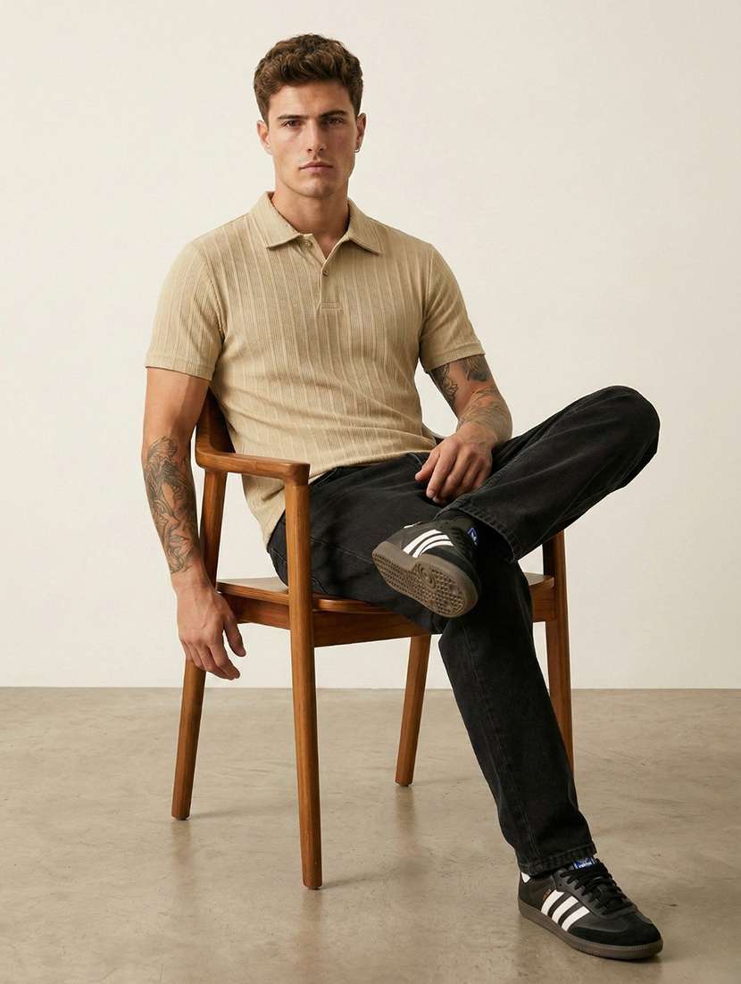 men self design short sleeve regular fit polo t-shirt - 22460721 -  Standard Image - 3