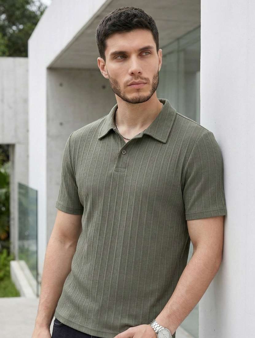 men self design short sleeve regular fit polo t-shirt