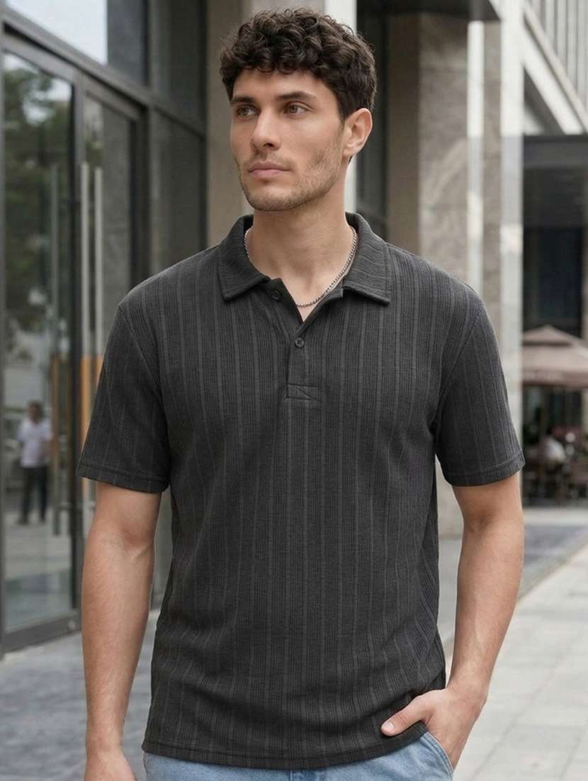 men self design short sleeve regular fit polo t-shirt