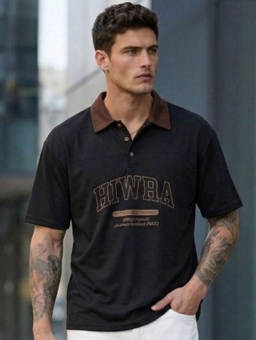 men typographic short sleeve regular fit polo t-shirt