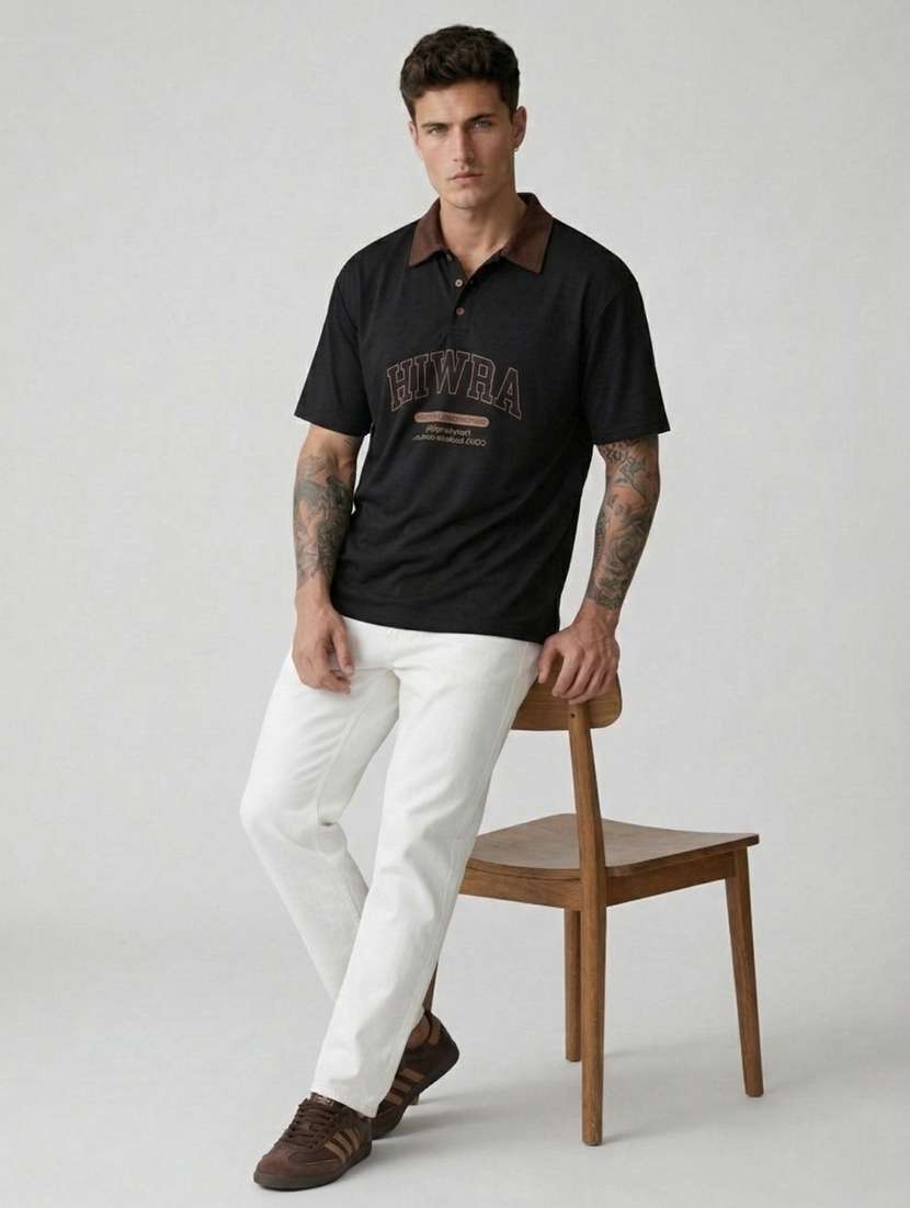 men typographic short sleeve regular fit polo t-shirt - 22460735 -  Standard Image - 3