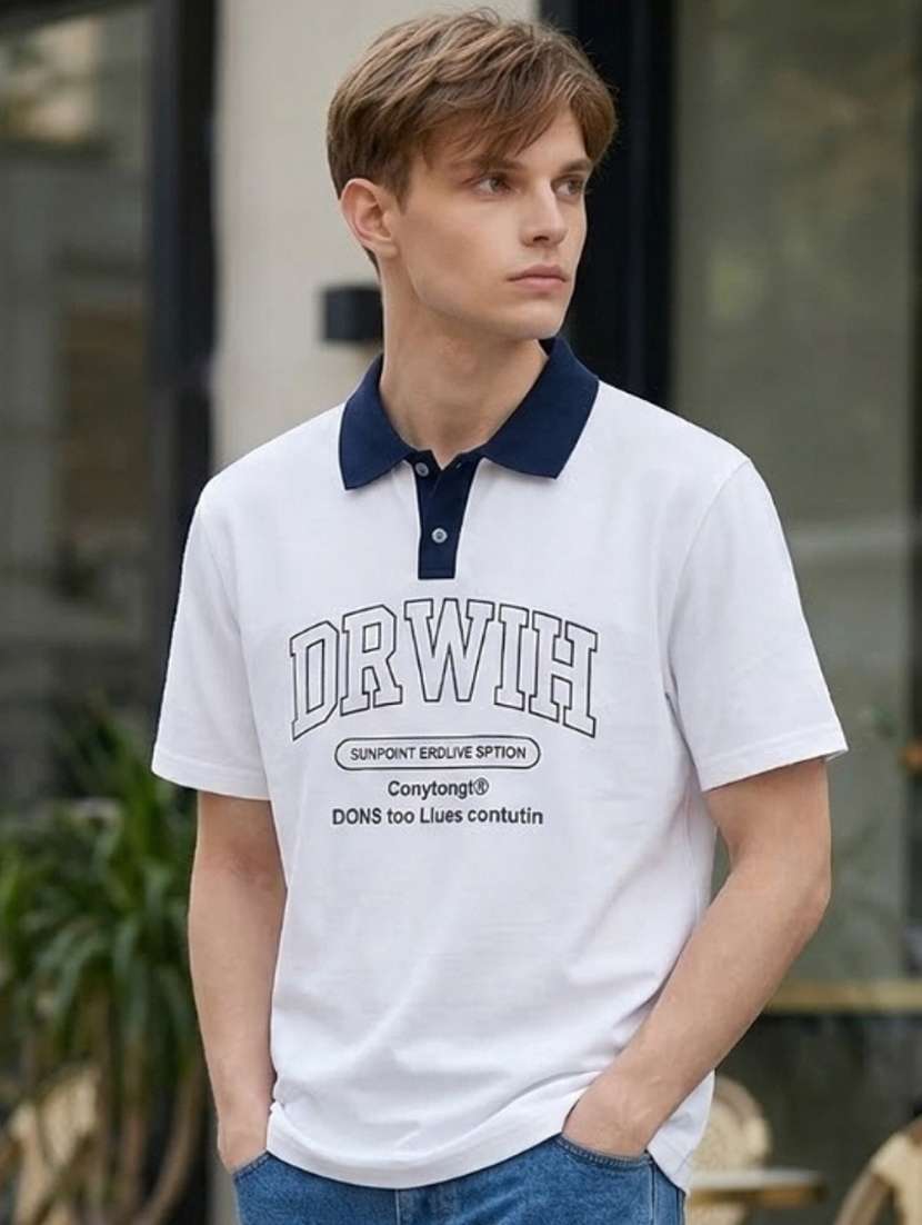 men typographic short sleeve regular fit polo t-shirt