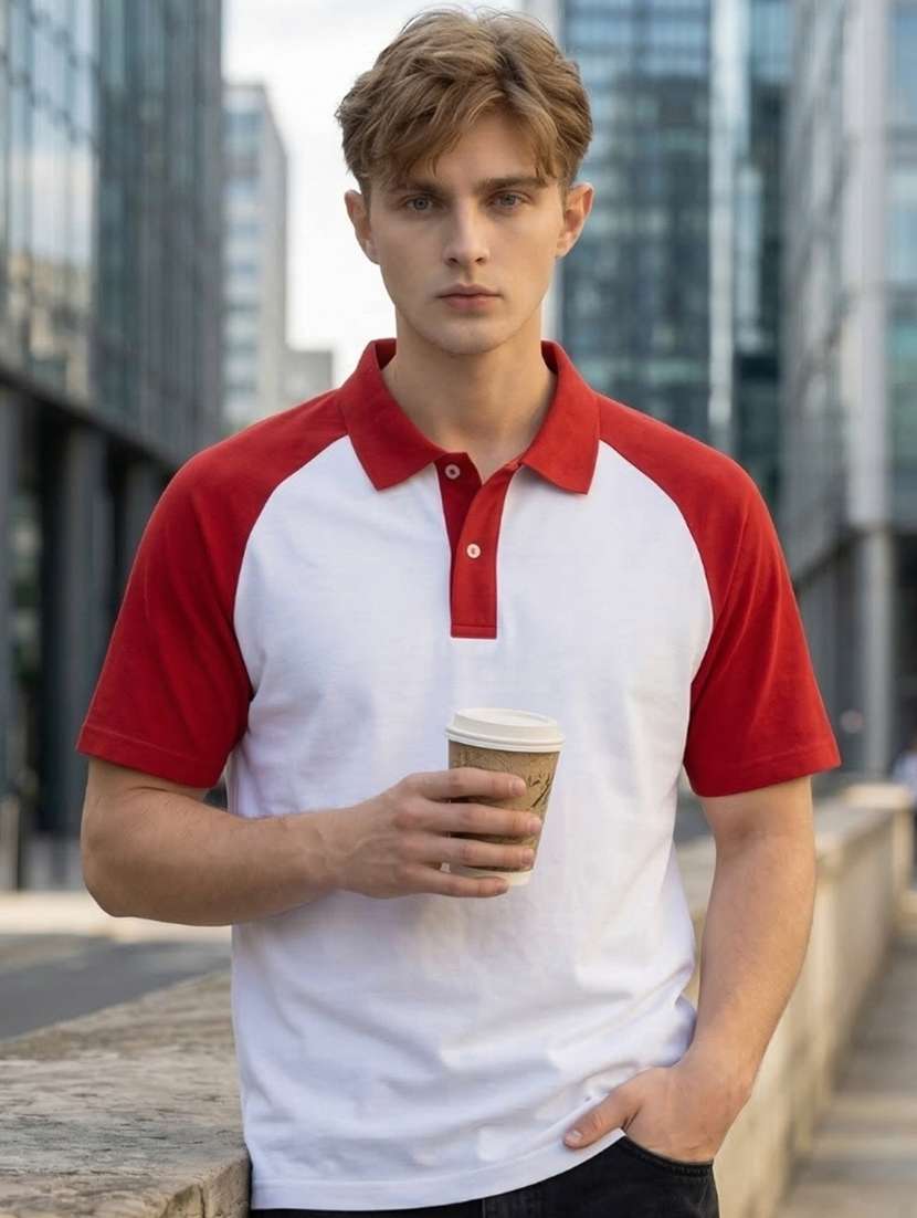 men color block short sleeve regular fit polo t-shirt