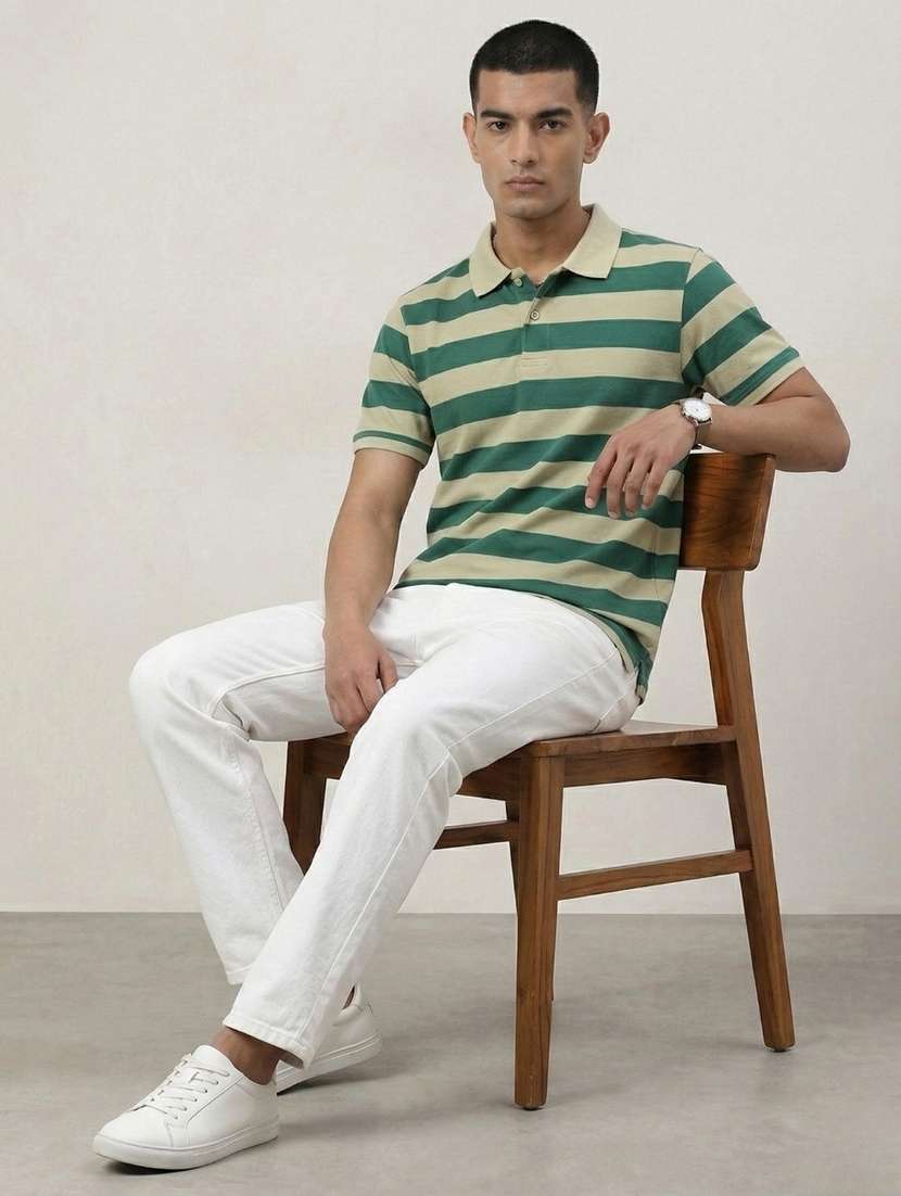 men striped short sleeve regular fit polo t-shirt - 22460744 -  Standard Image - 3