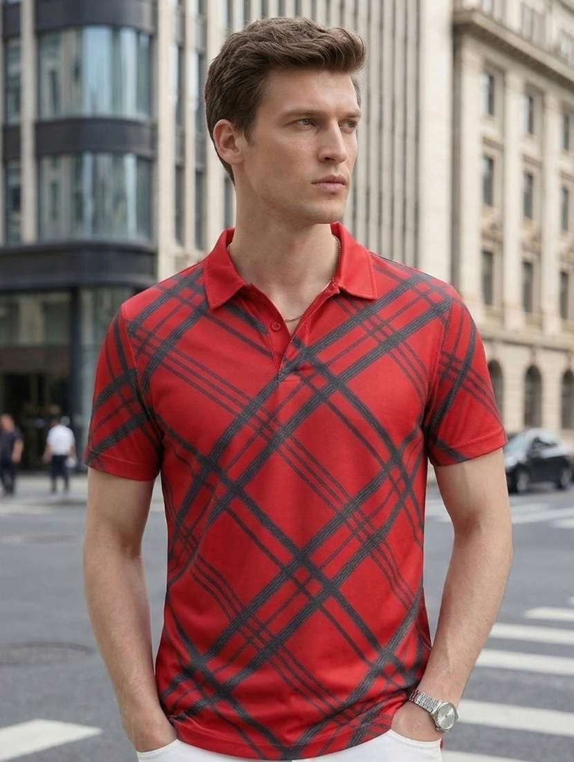 men printed short sleeve regular fit polo t-shirt