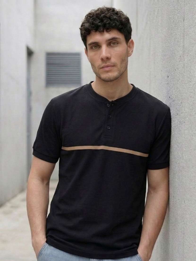 men solid short sleeve regular fit t-shirt