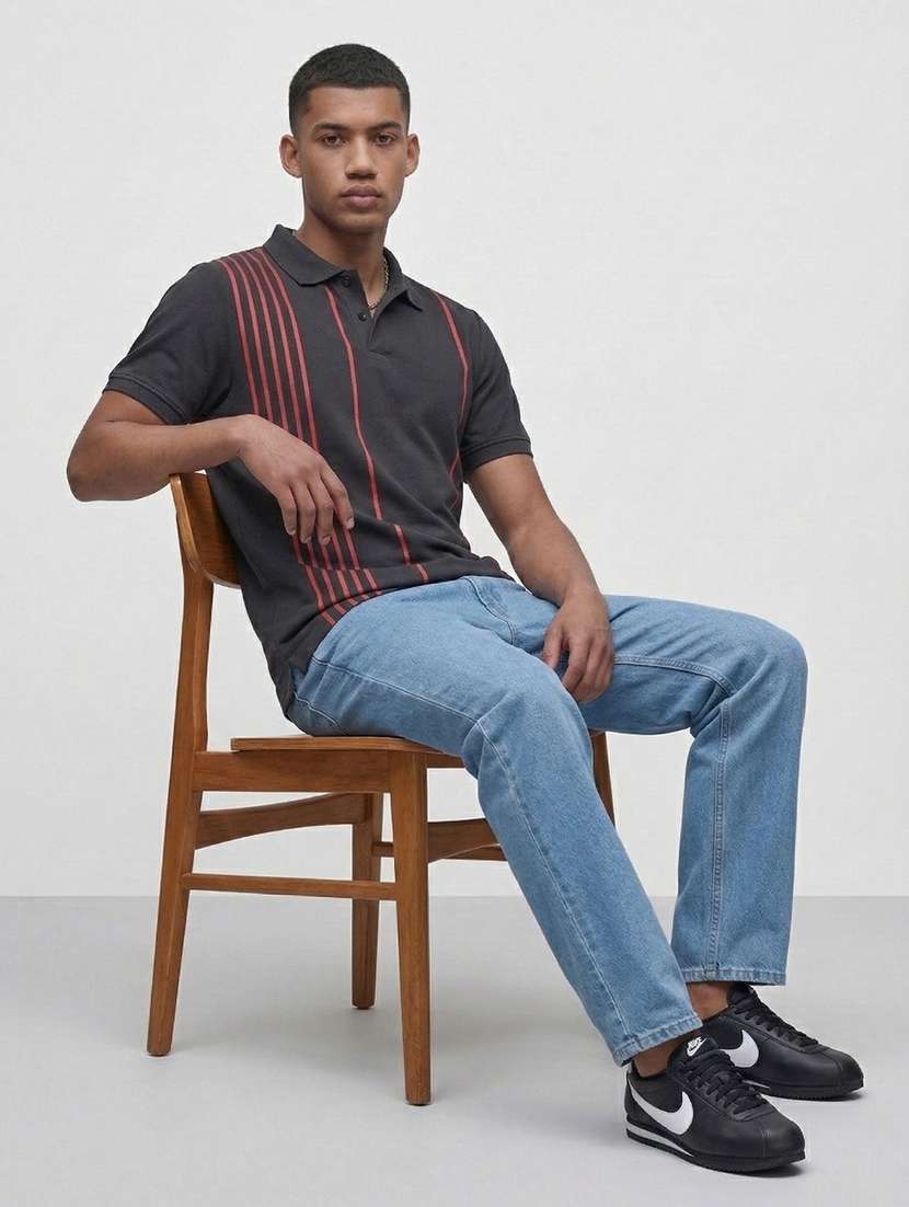 men striped short sleeve regular fit polo t-shirt - 22460774 -  Standard Image - 3