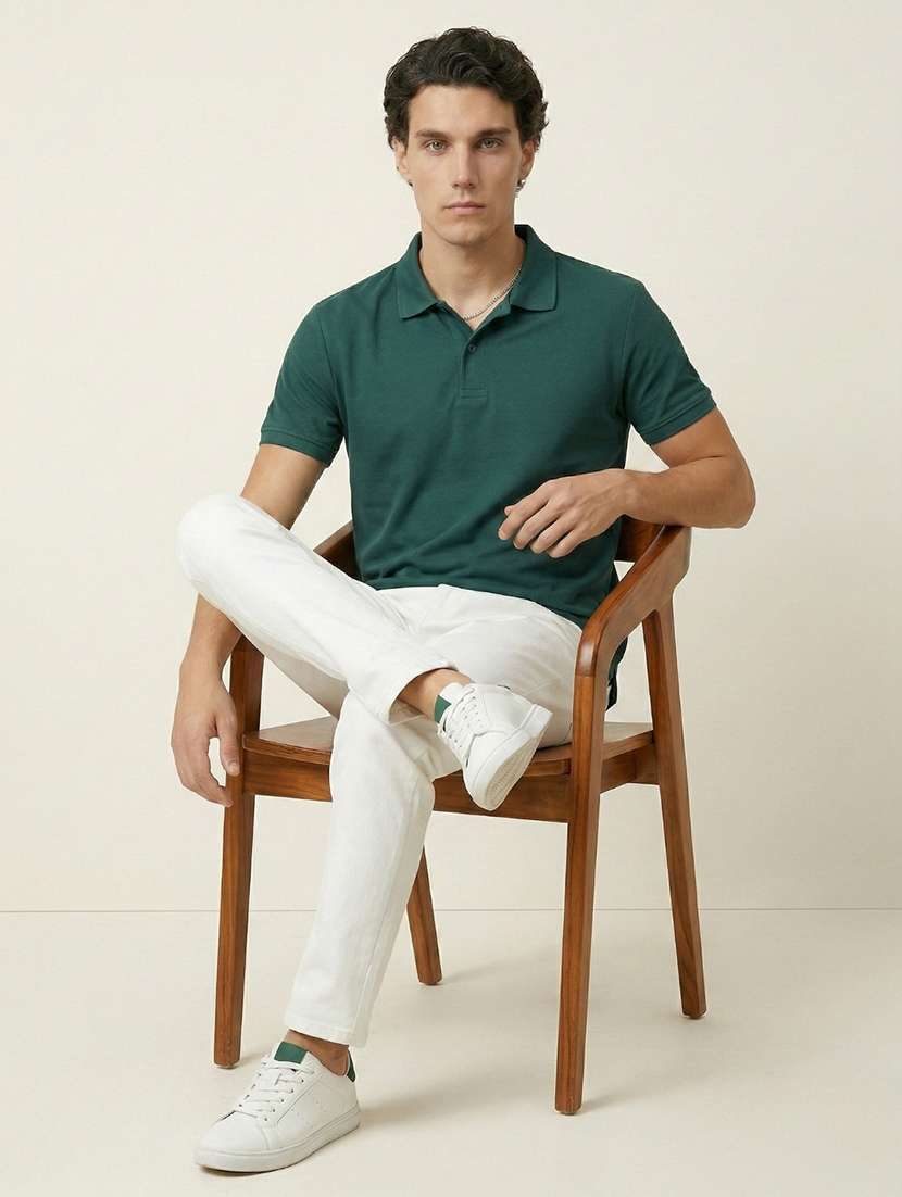men solid short sleeve regular fit polo t-shirt