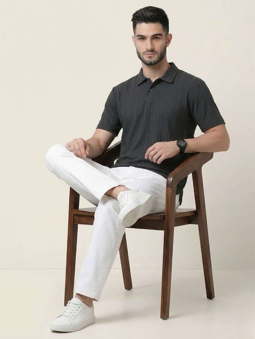 men self design short sleeve regular fit polo t-shirt