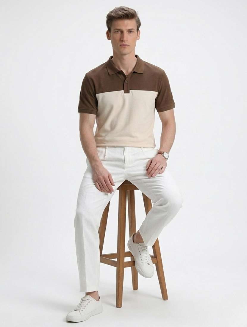 men color block short sleeve regular fit polo t-shirt