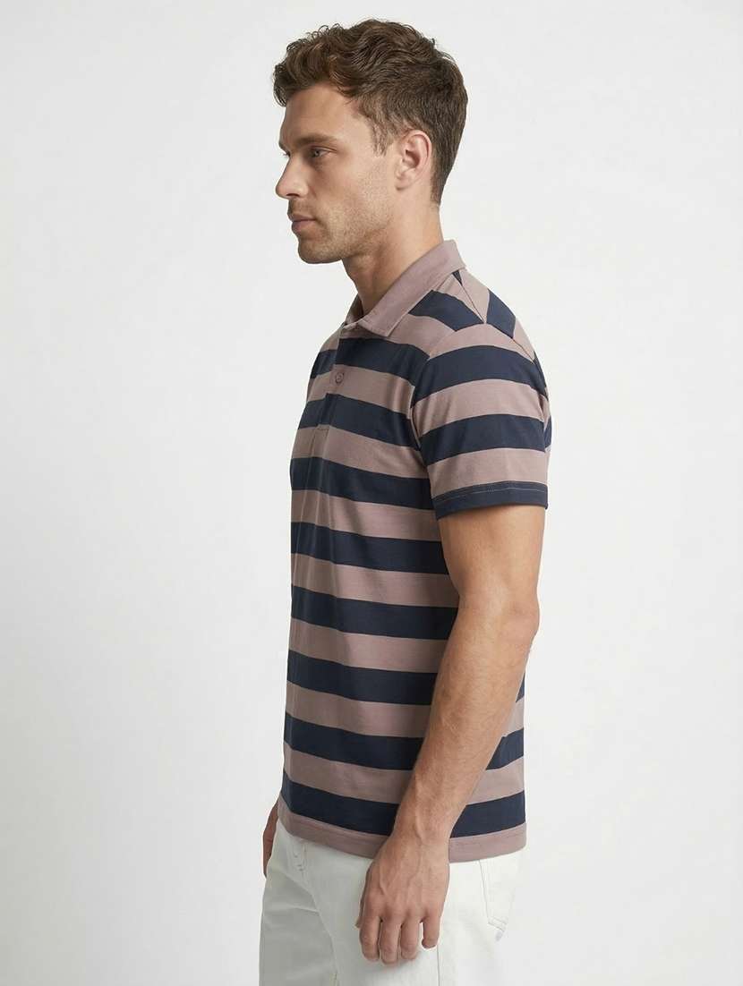 men striped short sleeve regular fit polo t-shirt - 22460823 -  Standard Image - 3