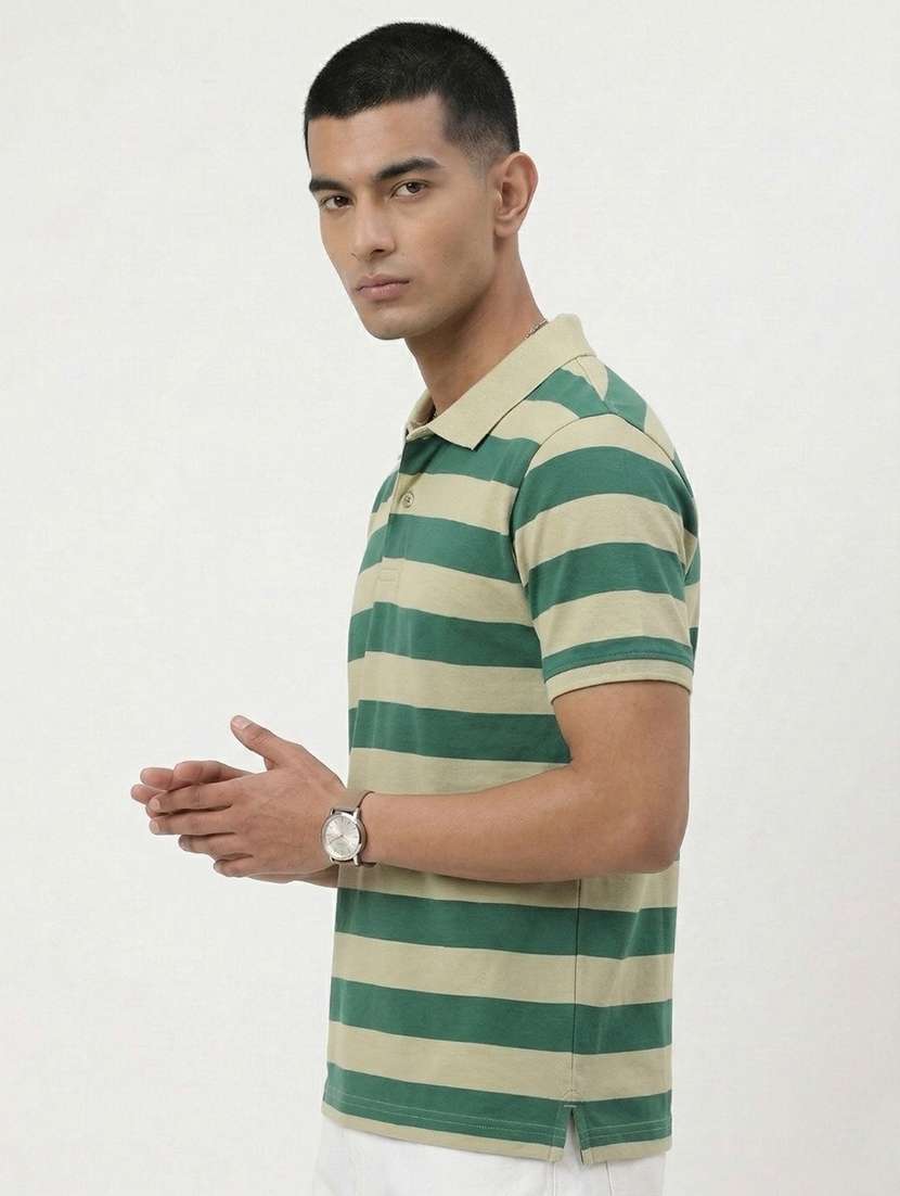 men striped short sleeve regular fit polo t-shirt - 22460824 -  Standard Image - 3