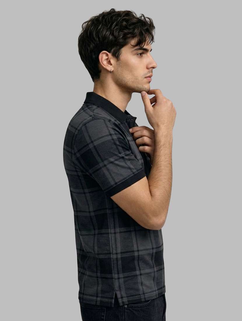 men checkered short sleeve regular fit polo t-shirt - 22460828 -  Standard Image - 3