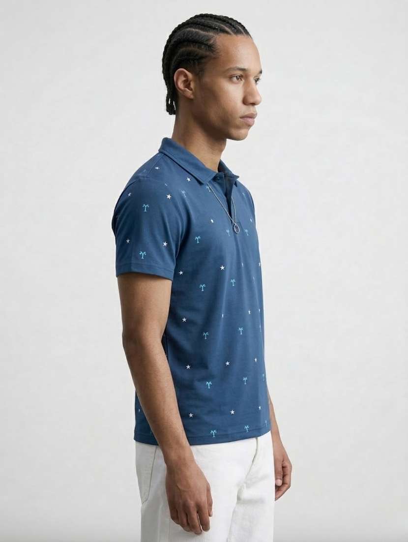 men printed short sleeve regular fit polo t-shirt - 22460841 -  Standard Image - 3