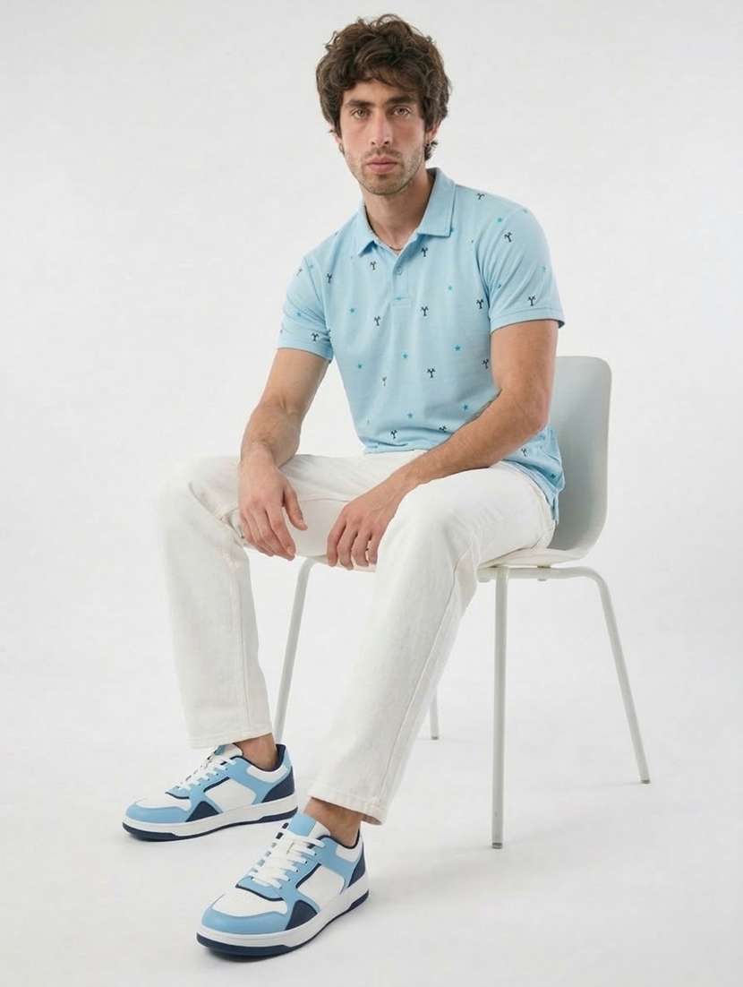 men printed short sleeve regular fit polo t-shirt