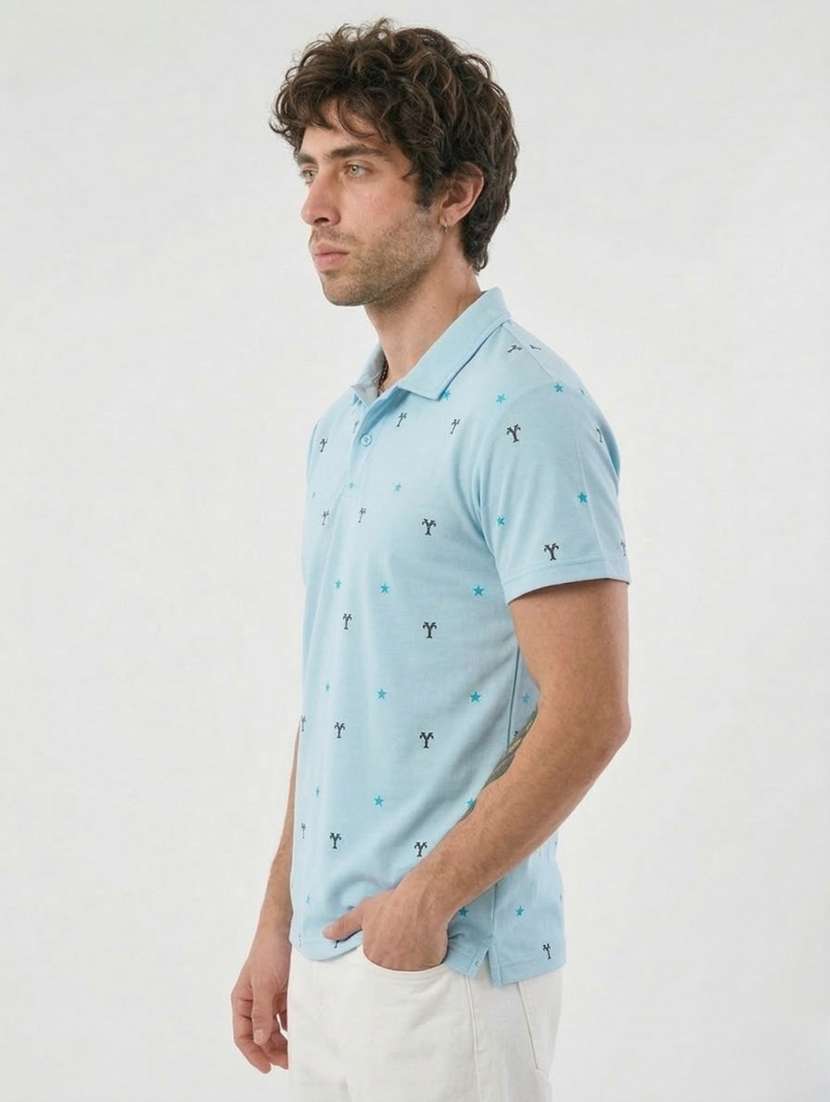 men printed short sleeve regular fit polo t-shirt - 22460842 -  Standard Image - 3