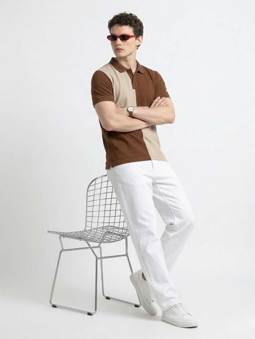 men color block short sleeve regular fit polo t-shirt