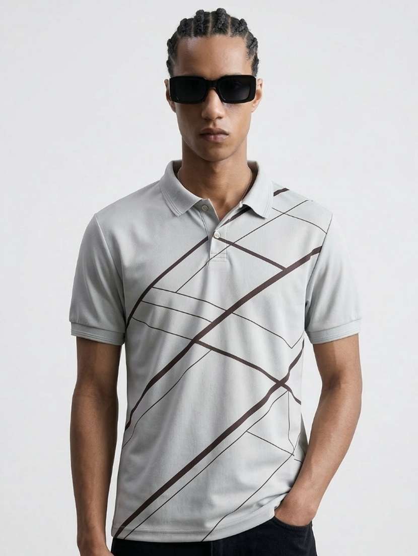 men printed short sleeve regular fit polo t-shirt