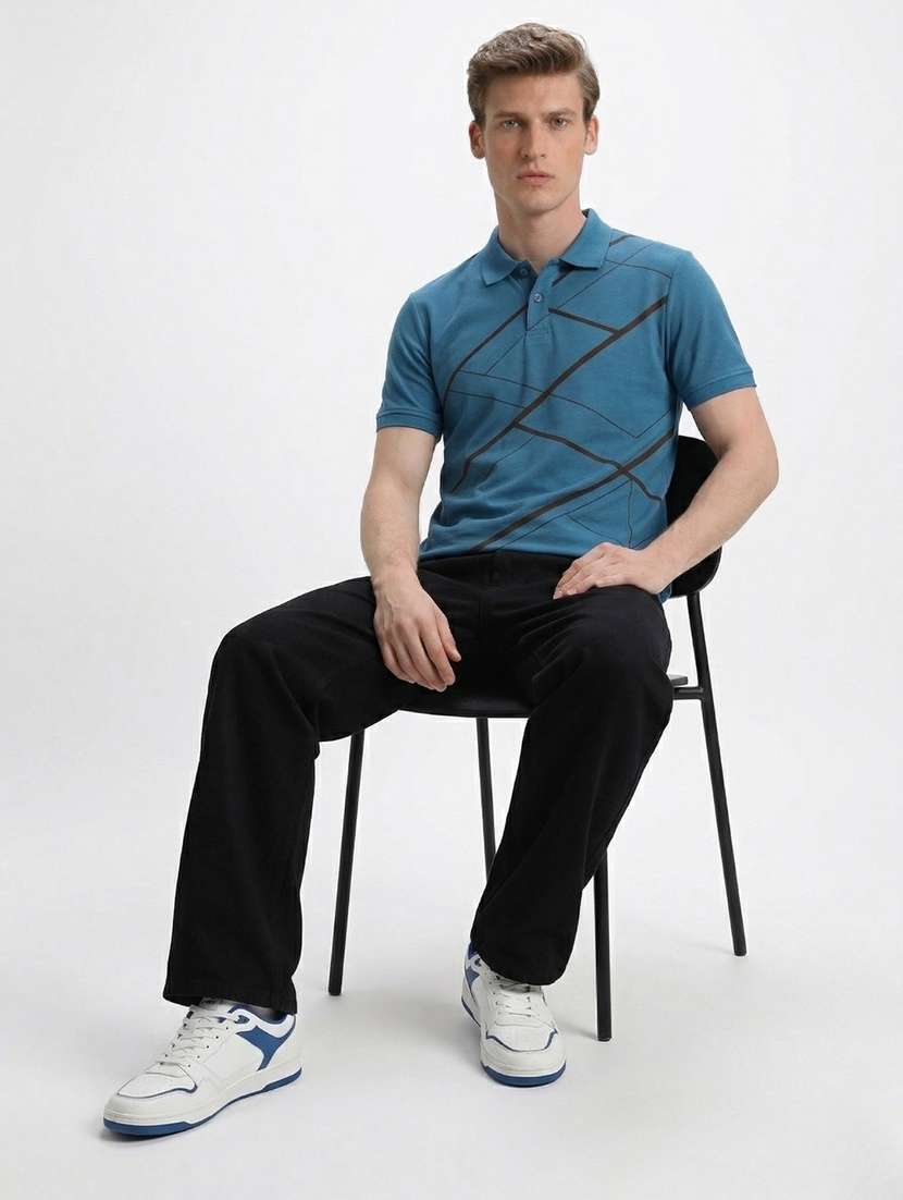 men printed short sleeve regular fit polo t-shirt
