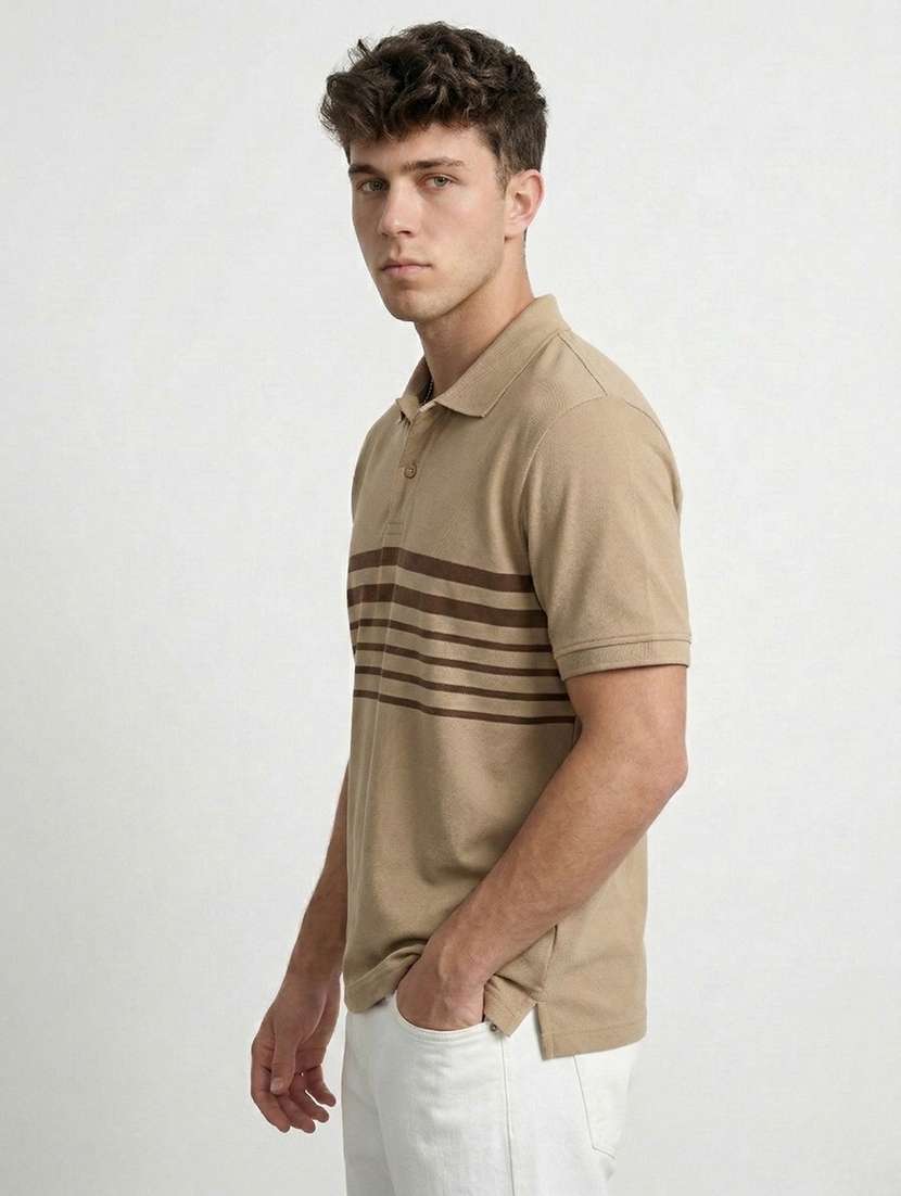men striped short sleeve regular fit polo t-shirt - 22460850 -  Standard Image - 3