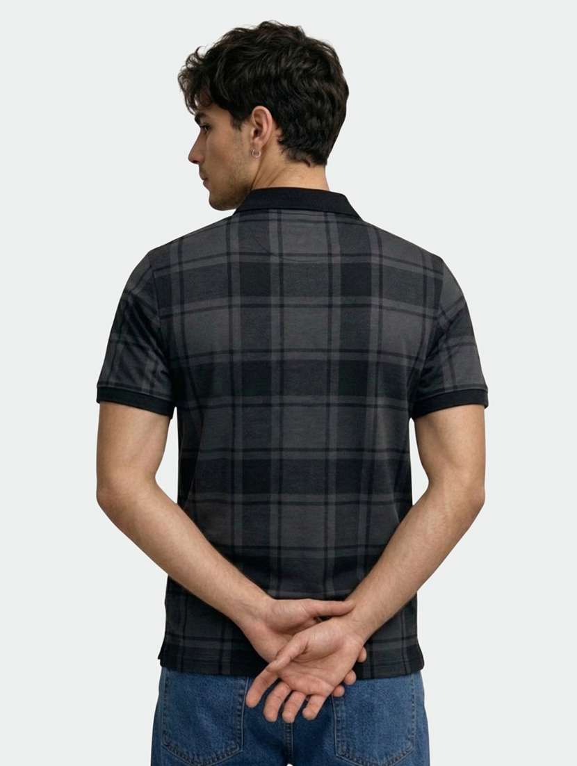 men checkered short sleeve regular fit polo t-shirt - 22460908 -  Standard Image - 3