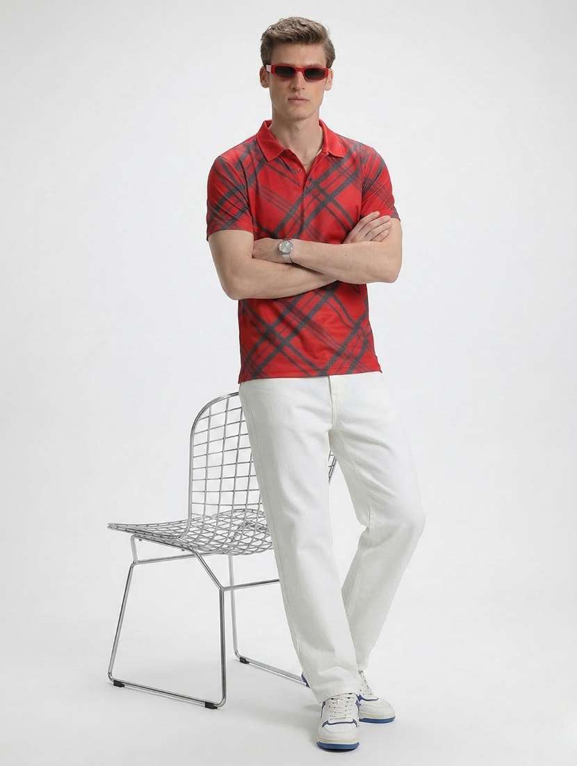 men printed short sleeve regular fit polo t-shirt