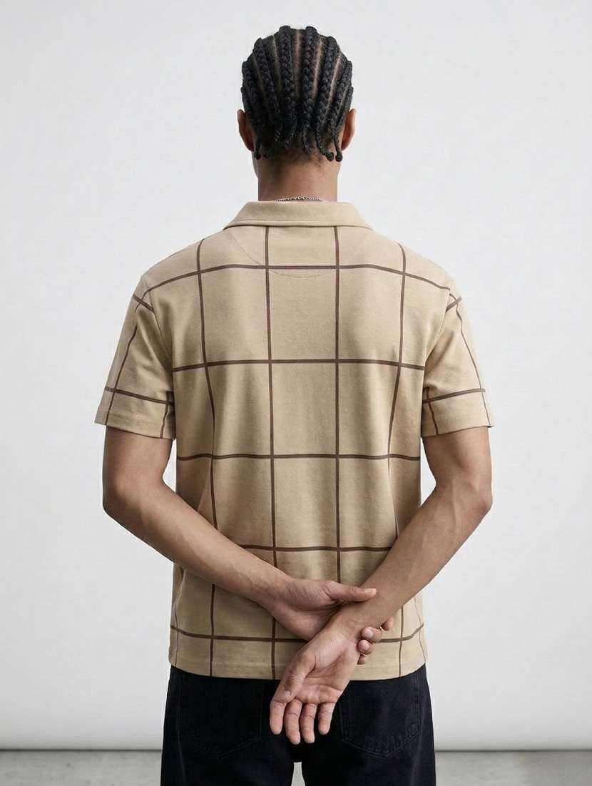 men checkered short sleeve regular fit polo t-shirt - 22460914 -  Standard Image - 3