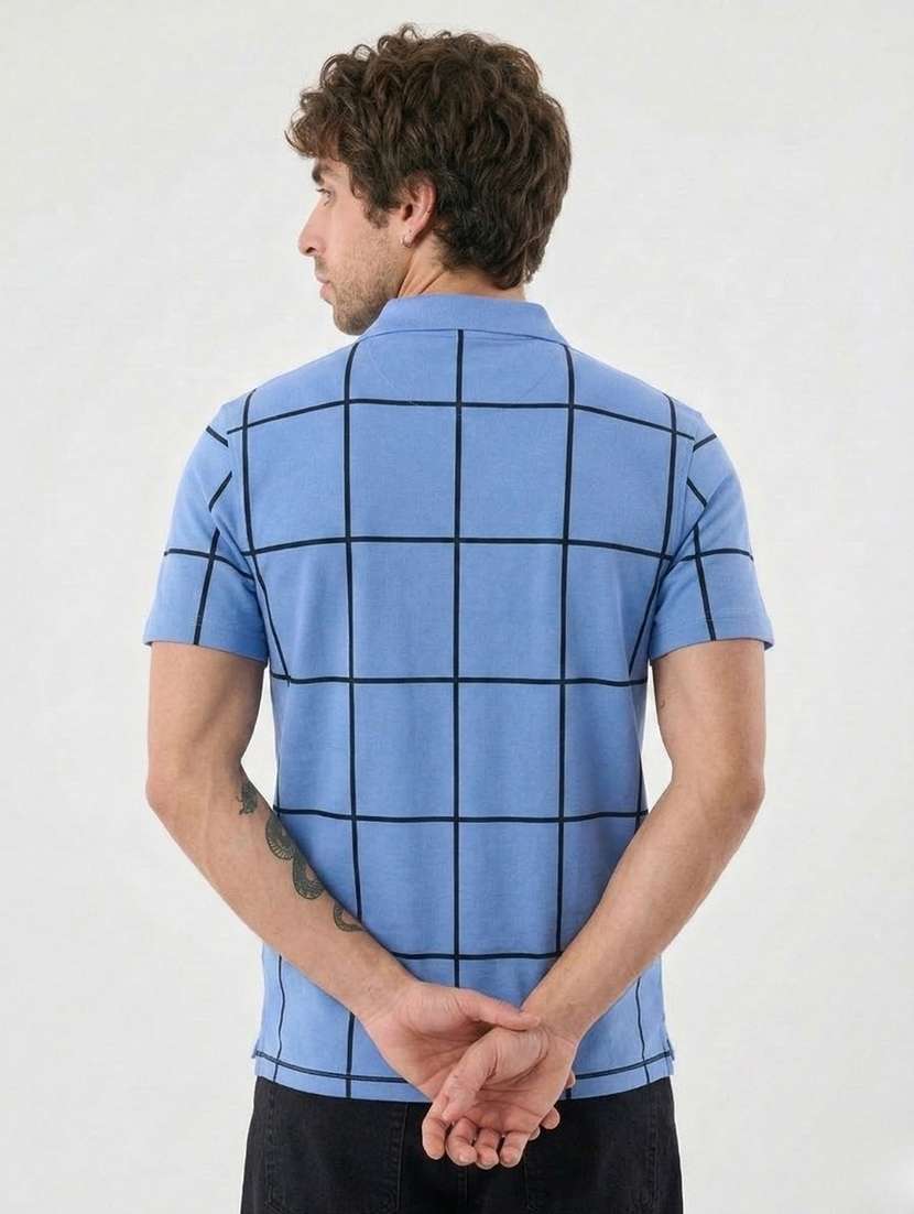 men checkered short sleeve regular fit polo t-shirt - 22460916 -  Standard Image - 3