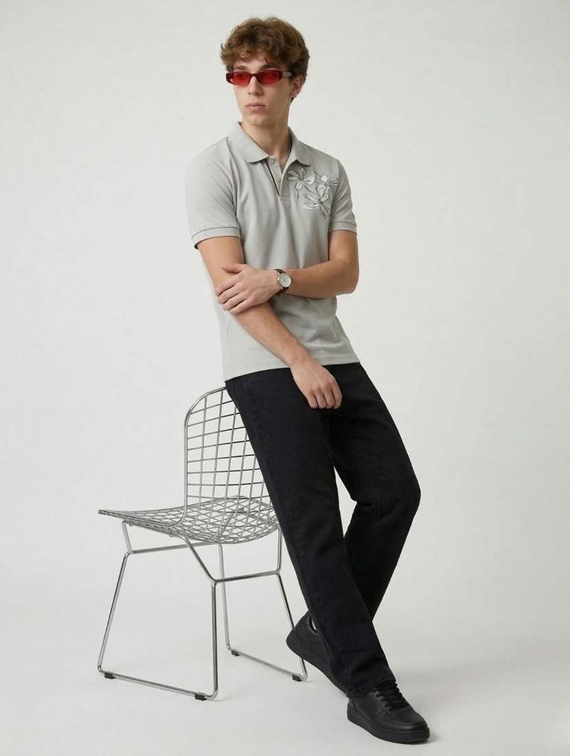 men printed short sleeve regular fit polo t-shirt