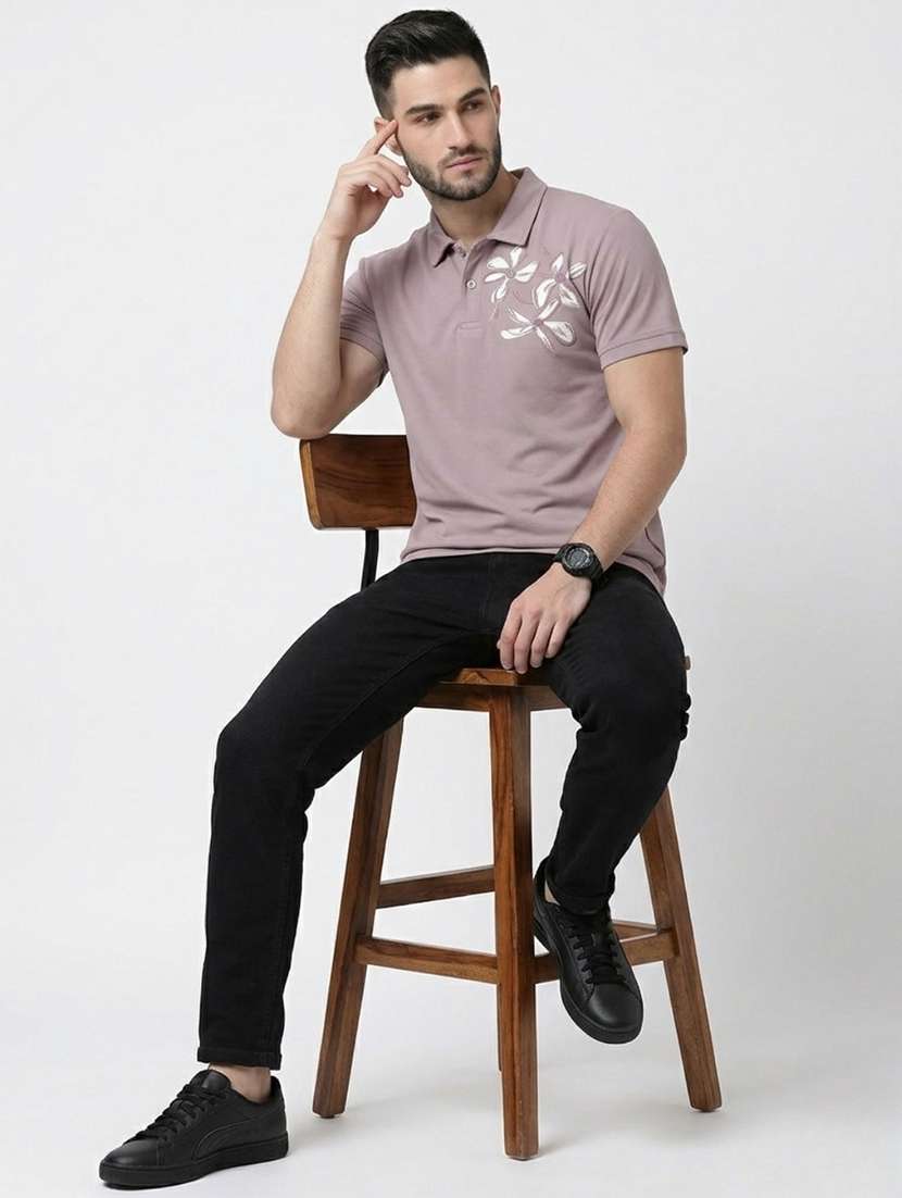 men printed short sleeve regular fit polo t-shirt