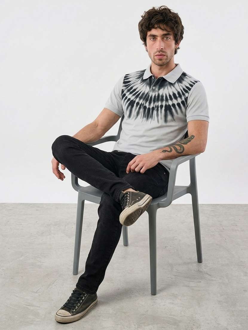 men printed short sleeve regular fit polo t-shirt