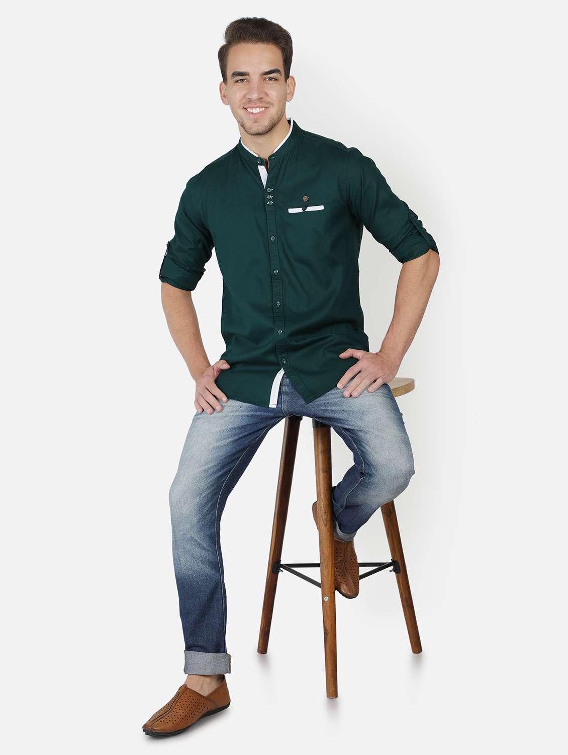 men solid long sleeve regular fit casual shirt - 22460942 -  Standard Image - 5