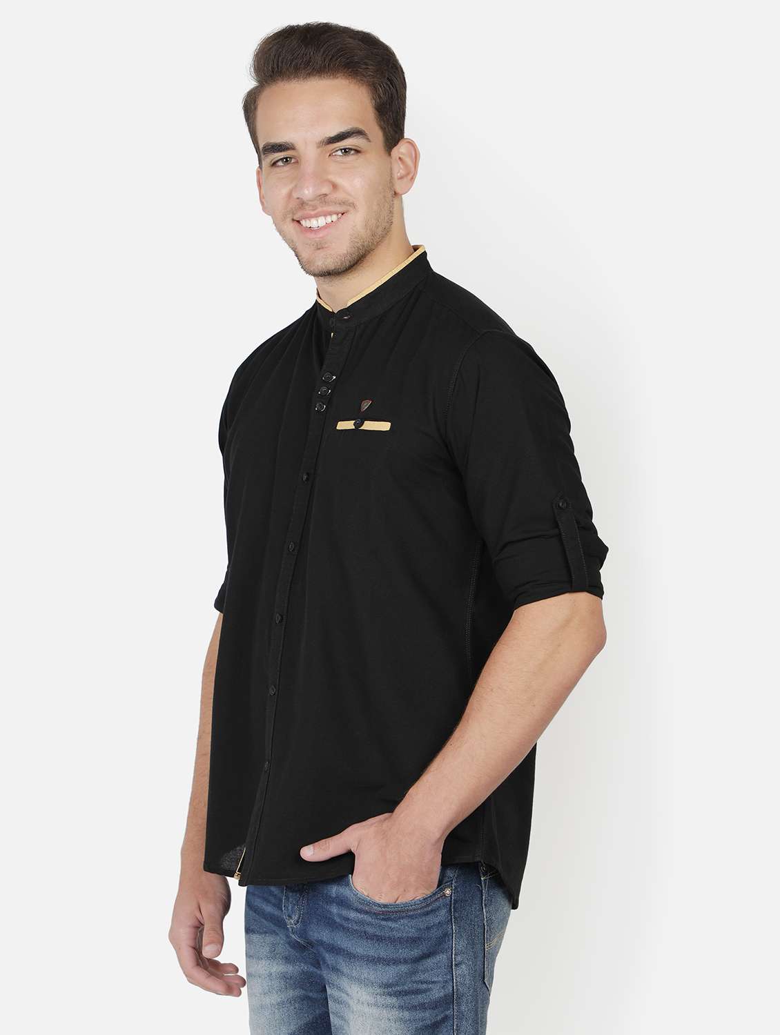 men solid long sleeve regular fit casual shirt - 22460945 -  Standard Image - 3