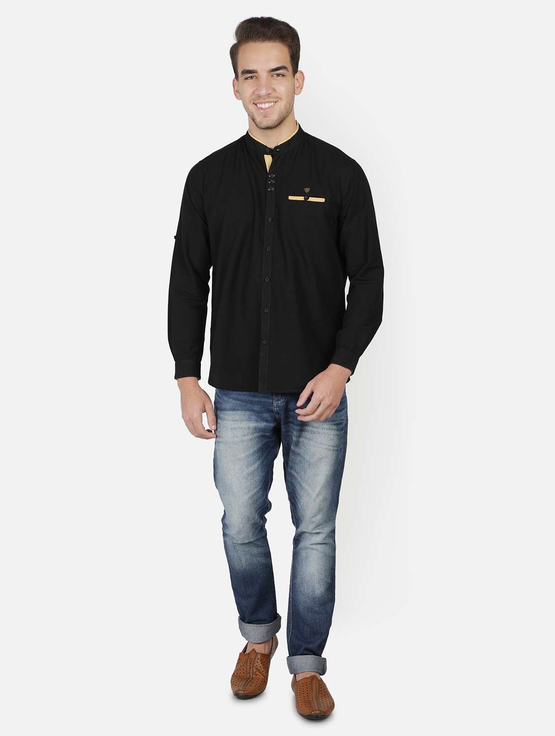 men solid long sleeve regular fit casual shirt - 22460945 -  Standard Image - 5