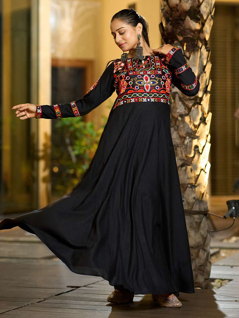 women black rayon flared kurti