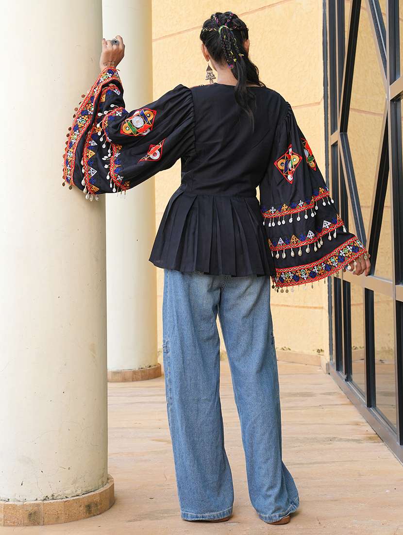 women black cotton flared kurti - 22460955 -  Standard Image - 3