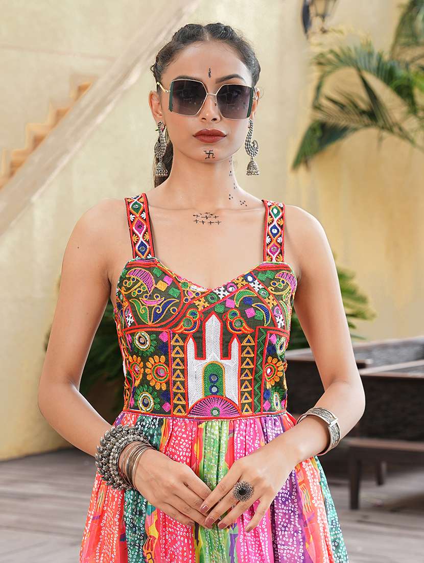 women pink cotton flared kurti