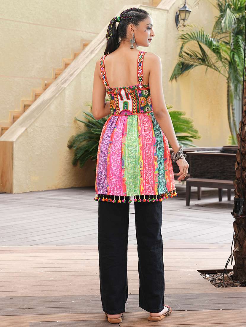 women pink cotton flared kurti - 22460956 -  Standard Image - 3